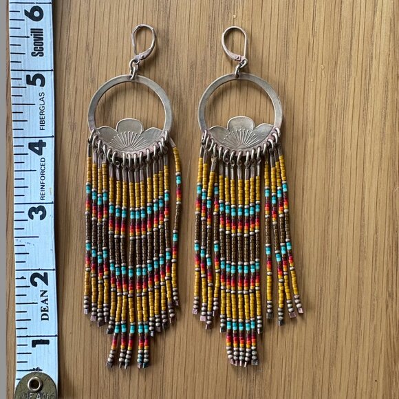 Dancing Willow Bead and Brass Earring - Picture 3 of 3